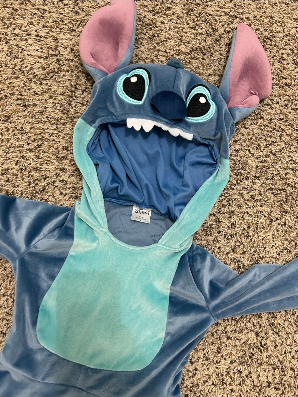 Disney Blue and Teal Stitch Plush Hooded Kids Costume Dress